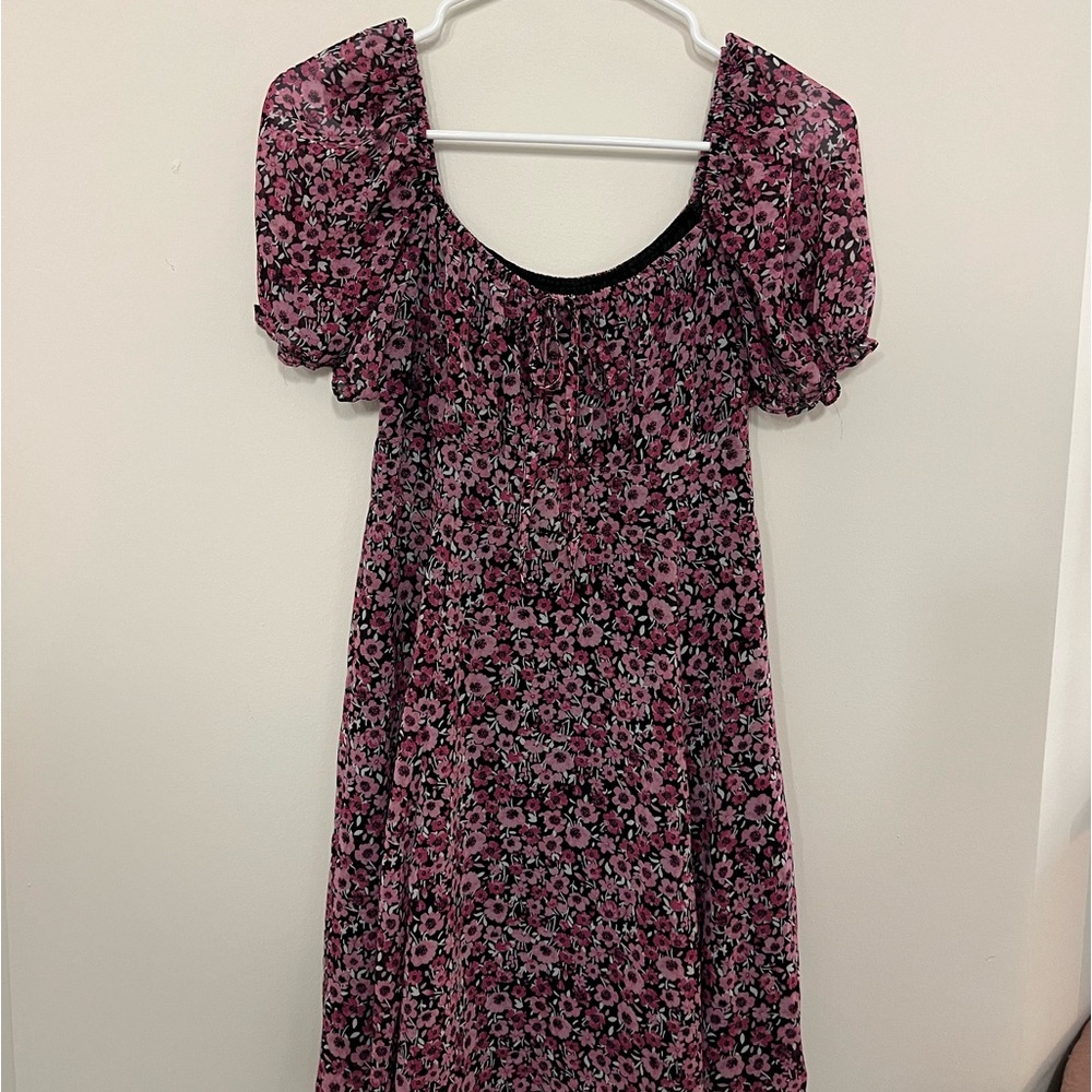 Pink Floral Print Dress